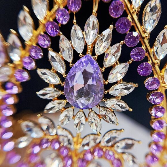 Victorian Gold Jewelry, Princess Crown, Goddess Jewelry, Purple Crystal Tiara main image 5